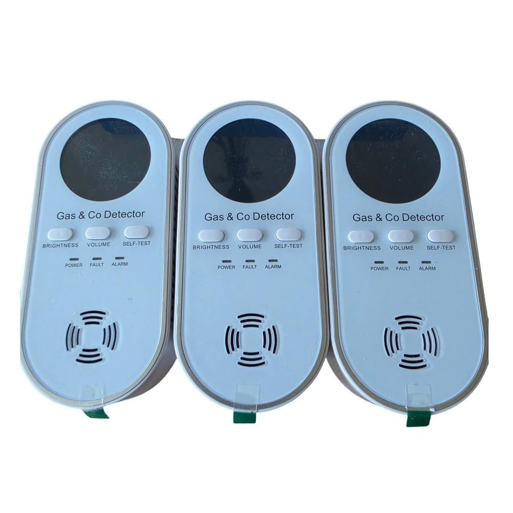 Lot of 3 KH168 Carbon Monoxide and Gas Detector Plug-In Home Safety Alarm White